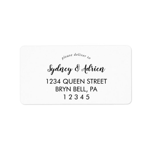 Simple Calligraphy Wedding Rsvp Address Label ラベル (正面)