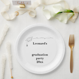 Simple Cap and Tassel Graduation ペーパープレート