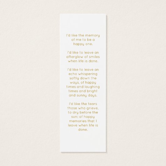 Simple Carnation Funeral Memorial Bookmark (裏面)