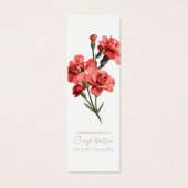Simple Carnation Funeral Memorial Bookmark (正面)