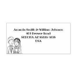 Simple, Cartoon-Iike Spouses Illustration Wedding  セルフインキングスタンプ