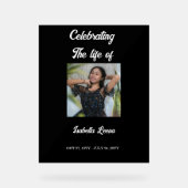Simple Celebration of Life Funeral Memorial Photo アクリルサイン (正面)