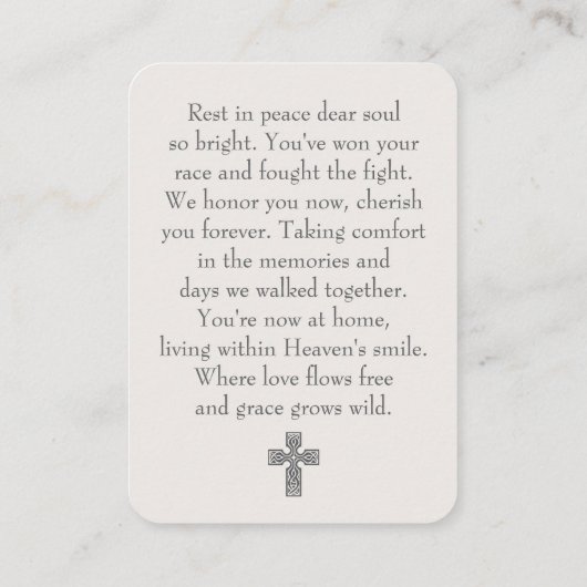 Simple Celebration of Life Photo Prayer Card 名刺 (裏面)