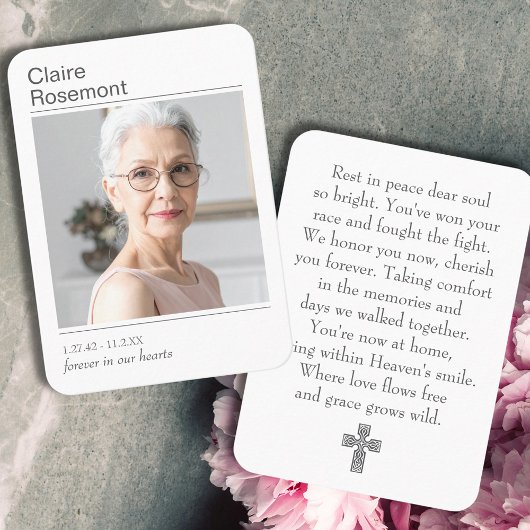 Simple Celebration of Life Photo Prayer Card 名刺