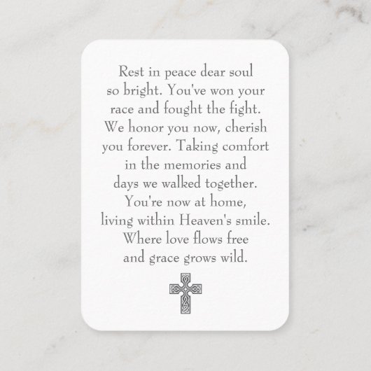 Simple Celebration of Life Photo Prayer Card 名刺 (裏面)