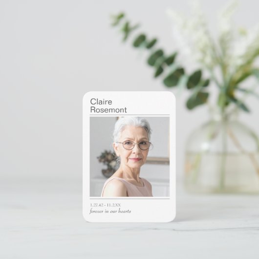 Simple Celebration of Life Photo Prayer Card 名刺 (スタンド正面)