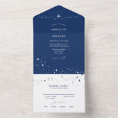 Simple Celestial Elegant Wedding Blue オールインワン招待状 (内側)