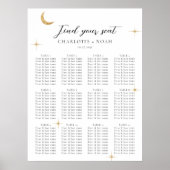 Simple Celestial Gold Moon Wedding Seating Charts ポスター (正面)