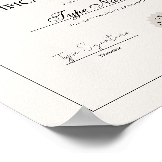 Simple Certificate of completion, diploma ポスター (角)