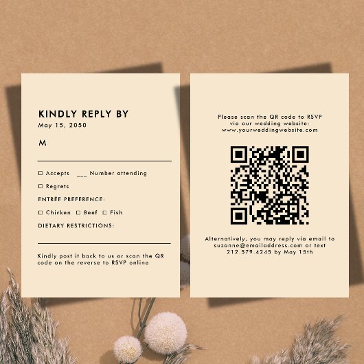 Simple Champagne Meal Choice Wedding RSVP Card