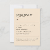 Simple Champagne Meal Choice Wedding RSVP Card (正面)