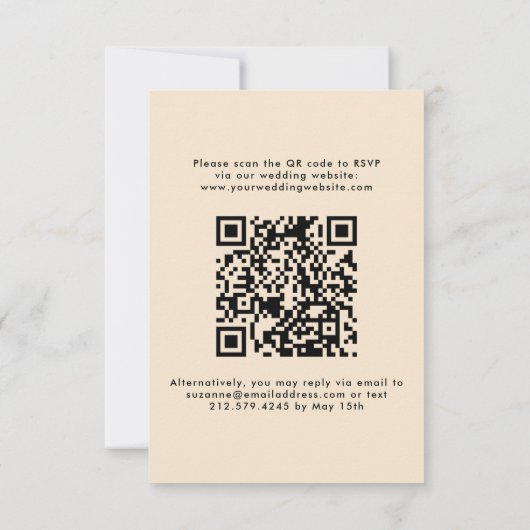 Simple Champagne Meal Choice Wedding RSVP Card (裏面)