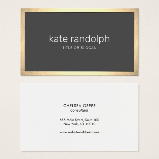 Simple Charcoal Gray  Modern  Gold Border (正面&裏面)