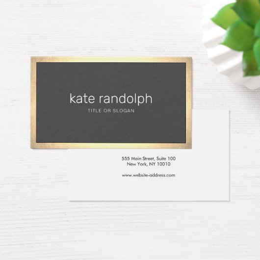 Simple Charcoal Gray  Modern  Gold Border (デスク)