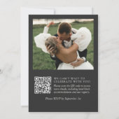 Simple Charcoal Photo Classic QR Code Wedding 招待状 (裏面)