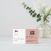 Simple Charm Professional Soft Blush Pink Bow 名刺 (スタンド正面)
