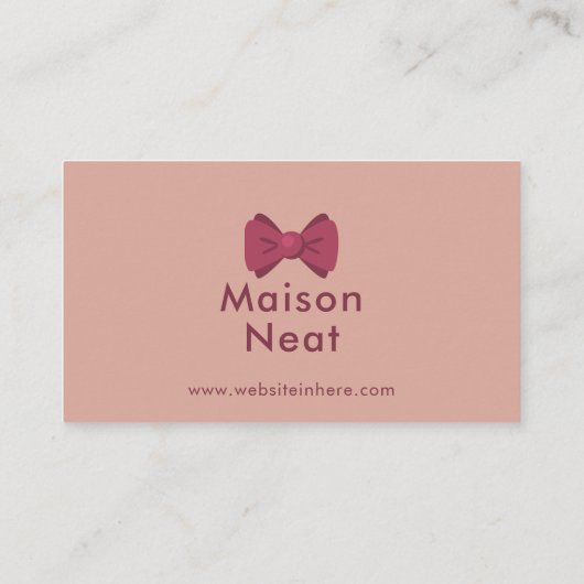 Simple Charm Professional Soft Blush Pink Bow 名刺 (裏面)