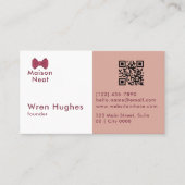 Simple Charm Professional Soft Blush Pink Bow 名刺 (正面)