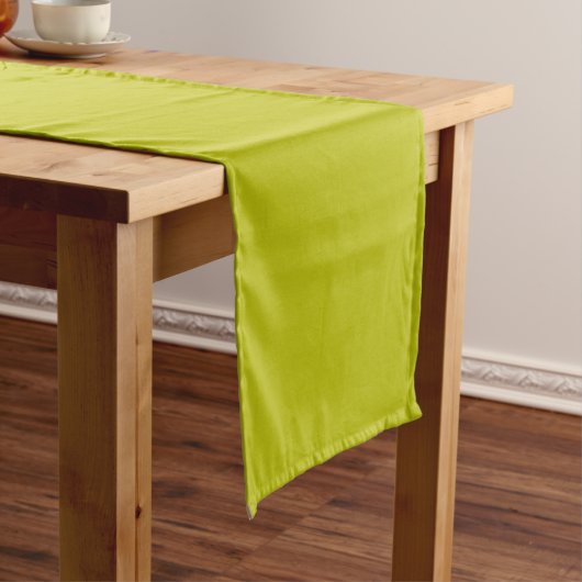 Simple Chartreuse Green Solid Plain Color ショートテーブルランナー (インサイチュ)