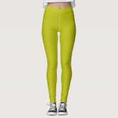 Simple Chartreuse Green Solid Plain Color レギンス (正面)