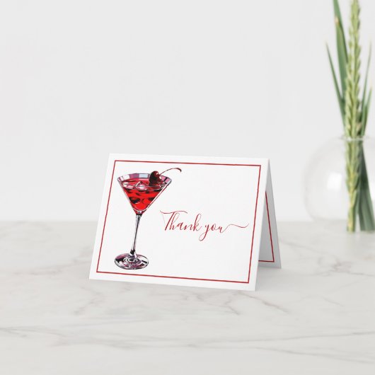 Simple Cherry Cocktail Martini  サンキューカード (正面)