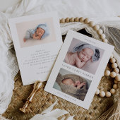Simple Chic Baby Photo Announcement Card 招待状
