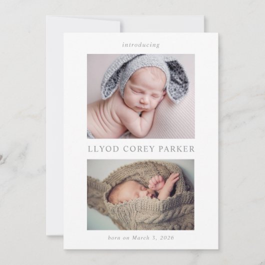 Simple Chic Baby Photo Announcement Card 招待状 (正面)