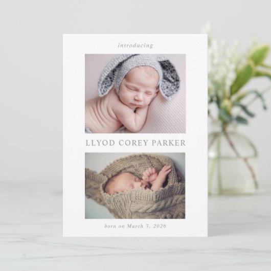Simple Chic Baby Photo Announcement Card 招待状 (スタンド正面)