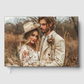 Simple Chic Elegant Calligraphy Photo Wedding ゲストブック (正面)