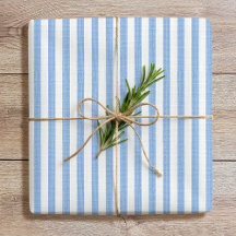 Simple Chic Linen Look Striped Pattern Blue White