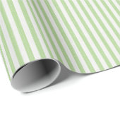 Simple Chic Linen Look Striped Pattern Green White ラッピングペーパー (ロールコーナー)