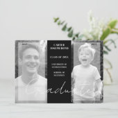 Simple Chic Then & Now 2 Photos graduation 招待状 (スタンド正面)