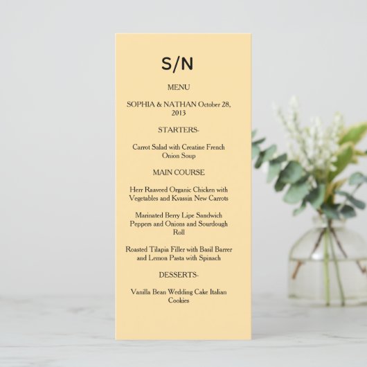 Simple Chic Wedding Menu Card | Custom Minimalist  (スタンド正面)