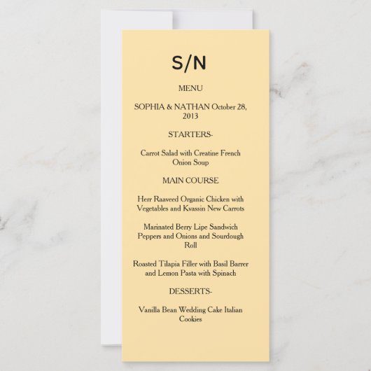 Simple Chic Wedding Menu Card | Custom Minimalist  (正面)
