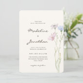 Simple Chic Wildflower Beige Wedding 招待状 (スタンド正面)