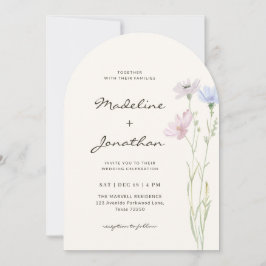 Simple Chic Wildflower Beige Wedding 招待状