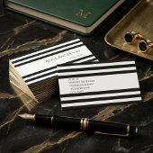 Simple Chick Black White Stripes Geometric 名刺