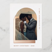 Simple Christmas Arch | Modern Two Photo 箔シーズンカード (正面)