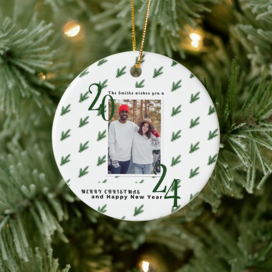 Simple Christmas couple photo Ornament セラミックオーナメント (ツリー)