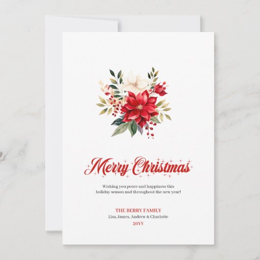 Simple Christmas Flowers Custom Greeting Card シーズンカード (正面)