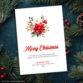 Simple Christmas Flowers Custom Greeting Card シーズンカード