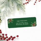 Simple Christmas Leaves & Berries Return Address  ラベル