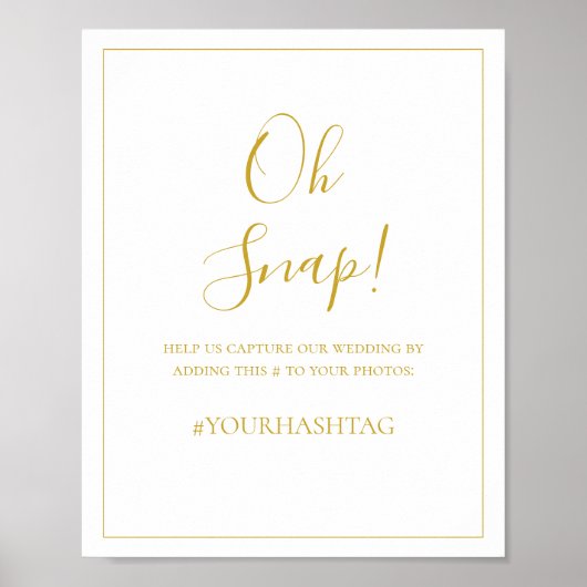 Simple Christmas | Oh Snap Wedding Hashtag Sign ポスター (正面)