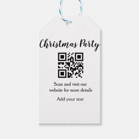 Simple christmas party website barcode QR add name ギフトタグ (正面)