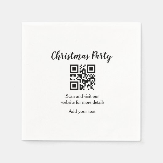 Simple christmas party website barcode QR add name スタンダードカクテルナプキン (正面)