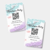 Simple christmas party website barcode QR add name バッジ (Front & Back)