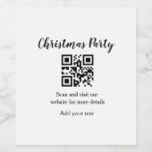 Simple christmas party website barcode QR add name ワインラベル (シングルラベル)