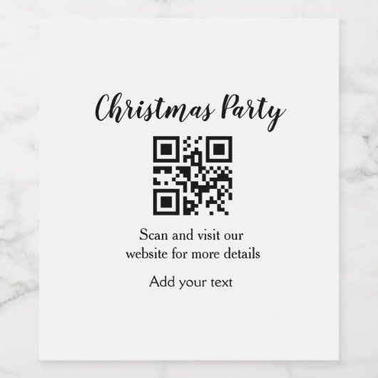 Simple christmas party website barcode QR add name ワインラベル (シングルラベル)