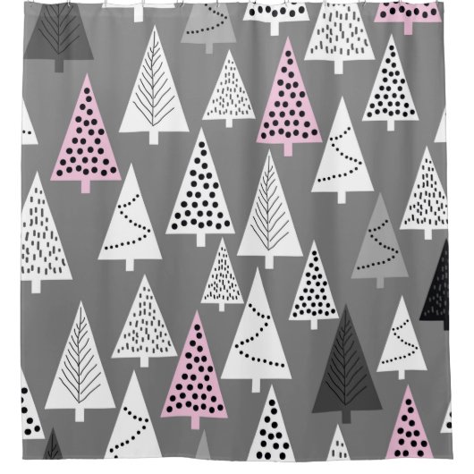 Simple Christmas pattern. Abstract gray and white  シャワーカーテン (正面)