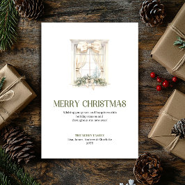 Simple Christmas Window Earthy Gold Minimal Card シーズンカード